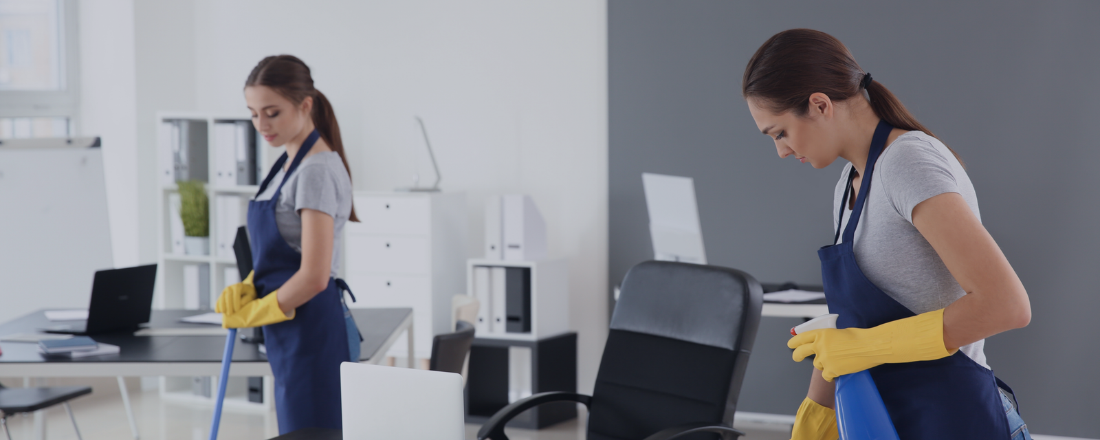 Professional cleaning in an office setting